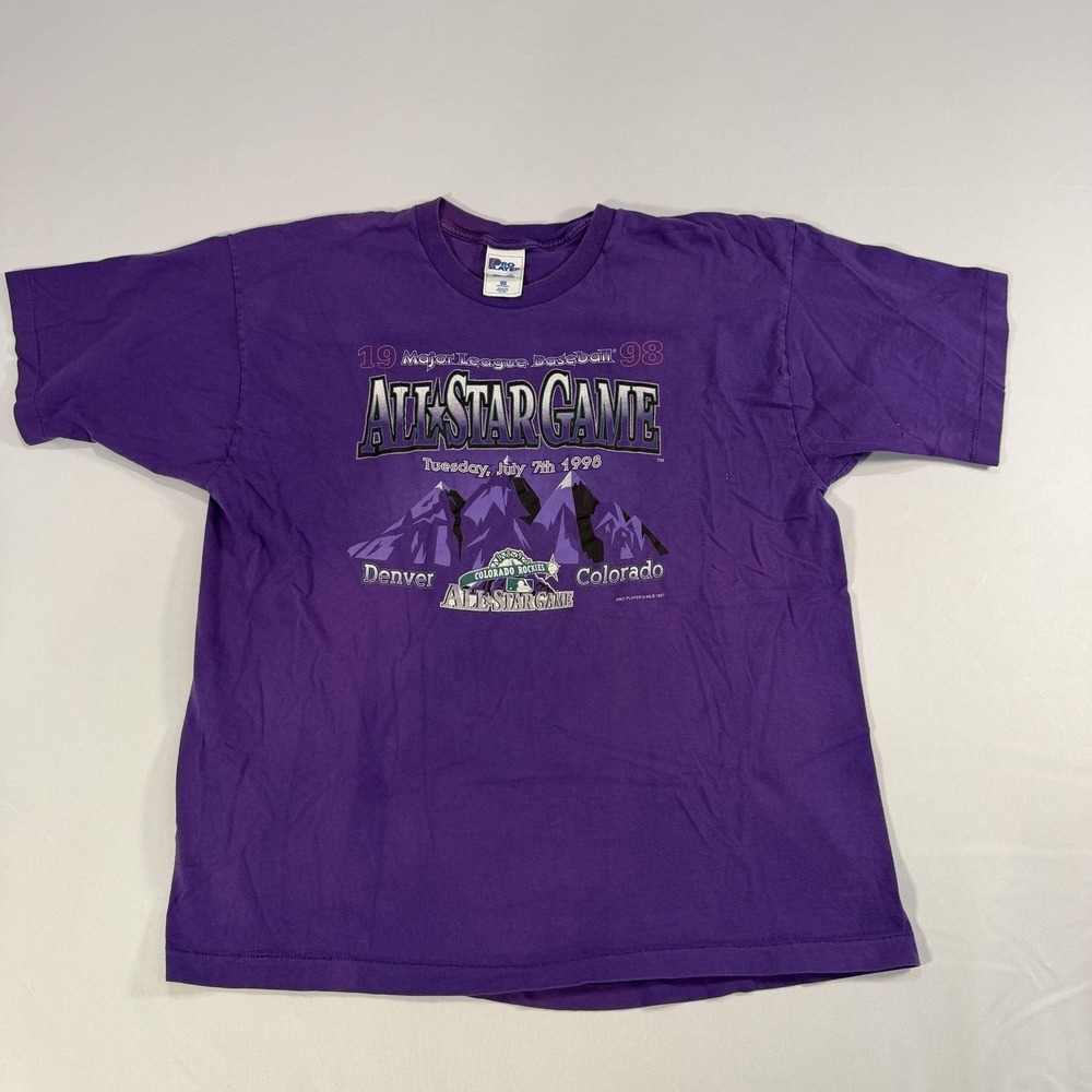Vintage Colorado Rockies Shirt Mens‎ 2XL Purple MLB Baseball All Star Pro Player
